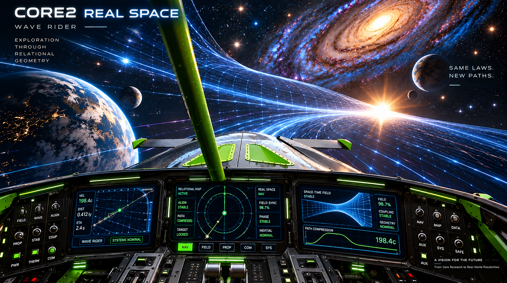 Core2 Real Space Wave Rider cockpit concept exploring relational geometry