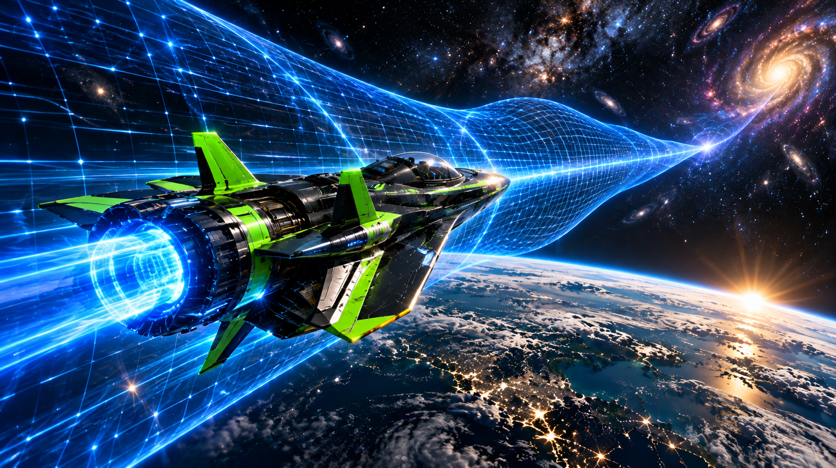 Rear three-quarter concept view of the Wave Rider entering a compressed relational path